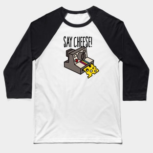 Say cheese Hipster funny instant camera cartoon vintage camera Baseball T-Shirt